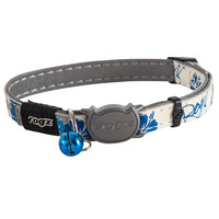 Rogz Glowcat Safeloc Polyester Cat Collar Blue Floral - 2 Sizes image