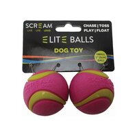 Scream Elite Balls Interactive Dog Toy Loud Green & Pink - 2 Sizes image