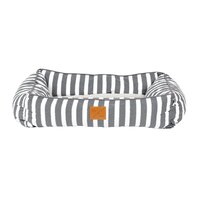 Mog & Bone Bolster Dog Bed Charcoal Hamptons Stripe Print - 3 Sizes image