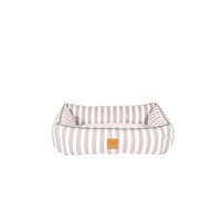 Mog & Bone Bolster Dog Bed Latte Hampton Stripe - 3 Sizes image