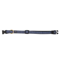 Mog & Bone Neoprene Durable Dog Collar Navy Check Print - 3 Sizes image
