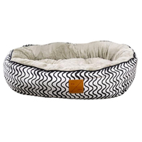 Mog & Bone 4 Season Reversible Circular Dog Bed Black Wave - 4 Sizes image