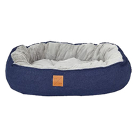 Mog & Bone 4 Season Reversible Circular Dog Bed Blue Denim - 4 Sizes image