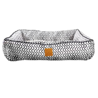 Mog & Bone Bolster Pet Dog Bed Cotton Canvas Black Wave - 3 Sizes image