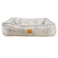 Mog & Bone Bolster Pet Dog Bed Cotton Canvas Mocha Wave - 3 Sizes image