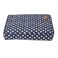 Mog & Bone Classic Cushion Lounge Dog Bed Navy Cross Print - 3 Sizes image