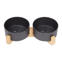 Mog & Bone Double Bamboo Durable Pet Dog Feeding Bowl Black - 2 Sizes image