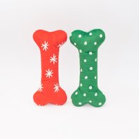 Zippy Paws Holiday Pattern Bones Plush Dog Squeaker Toy - 2 Sizes image