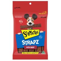 Schmackos Strapz Baked Air Dried Pet Dog Treats with Beef - 3 Sizes image