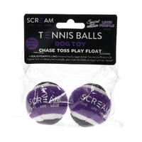 Scream Tennis Ball Interactive Dog Toy Loud Purple/Black 2 Pack - 2 Sizes image