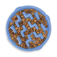 Outward Hound Fun Feeder Interactive Slow Bowl Notch for Dogs Blue - 2 Sizes image