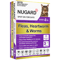 Nugard Spot-On Fleas Heartworm & Worms Treatment for Lg Cats Over 4kg - 2 Sizes image