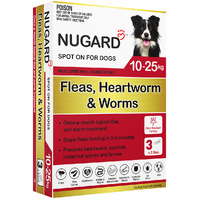 Nugard Spot-On Fleas Heartworm & Worms Treatment for Med Dogs 10-25kg - 2 Sizes image