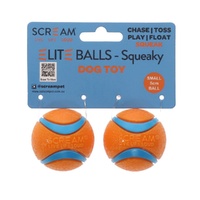 Scream Elite Ball Squeaky Dog Squeaker Toy Loud Orange & Blue - 4 Sizes image