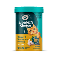 Breeders Choice Tasty Treats Cat Treats Chicken & Blueberries w/ Catnip 3 x 120g image