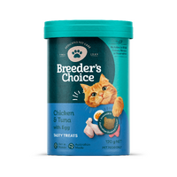 Breeders Choice Tasty Treats Cat Treats Chicken & Tuna with Egg 3 x 120g image