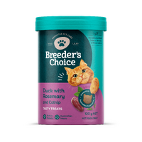 Breeders Choice Tasty Treats Cat Treats Duck with Rosemary & Catnip 3 x 120g image