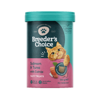 Breeders Choice Tasty Treats Cat Treats Salmon & Tuna with Catnip 3 x 120g image