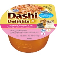 Inaba Dashi Delights Flakes in Broth Cat Food Topper Tuna with Salmon Recipe 56g image
