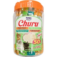 Inaba Churu Puree Pet Cat Treats Chicken & Seafood Variety Tub 50 Pack image