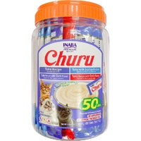 Inaba Churu Puree Cat Treats Tuna / Seafood Variety Tub 50 Pack image