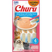Inaba Churu Puree Lickable Cat Treats Salmon Recipe with Scallop 6 x 56g image