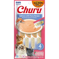 Inaba Churu Puree Lickable Cat Treats Salmon with Tuna Recipe 6 x 56g image