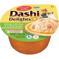 Inaba Dashi Delights Flakes in Broth Cat Food Chicken w/ Tuna & Scallop 6 x 70g image