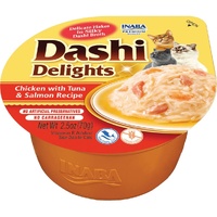 Inaba Dashi Delights Flakes in Broth Cat Food Chicken w/ Tuna & Salmon 6 x 70g image