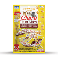 Inaba Churu Fun Bite Cat Treats Chicken Recipe Wraps Tuna with Cheese 6 x 36g image