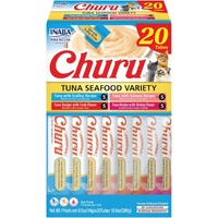Inaba Churu Puree Lickable Cat Treats Tuna Seafood Variety Box 20 x 14g image
