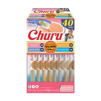 Inaba Churu Puree Pet Cat Tasty Treats Salmon Variety Box 40 Pack image