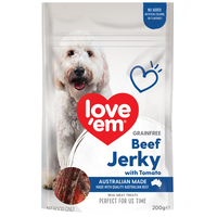 Love Em Grain Free Beef Jerky w/ Tomato Dog Treats 6 x 200g image