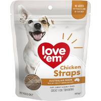 Love Em Chicken Straps Dog Training Chew Treats 6 x 150g image