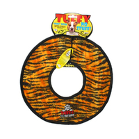 Tuffy Mega No Stuff Ring Interactive Play Dog Squeaker Toy Tiger Print image