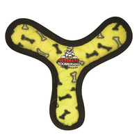 Tuffy Ultimates Bowmerang Plush Dog Squeaker Toy Yellow Bones image
