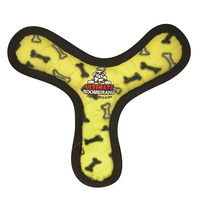 Tuffy Ultimates Bowmerang Plush Dog Squeaker Toy Yellow Bones image