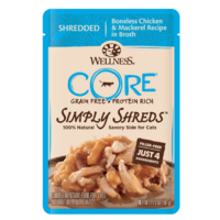 Wellness Core Simply Shreds Cat Food Topper Boneless Chicken & Mackrel 12 x 50g image