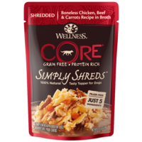 Wellness Core Simply Shreds Dog Food Topper Chicken Beef & Carrots 12 x 79g image