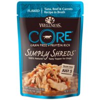 Wellness Core Simply Shreds Dog Food Topper Tuna Beef & Carrots 12 x 79g image