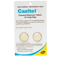 Cazitel All Wormer for Dogs 35kg/Tablet x 2 Round Hook Whip Tape Worms  image