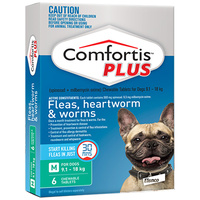 Comfortis Plus Fleas & Worms Treatment for Dogs 9-18kg Green 6 Pack  image