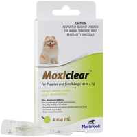 Moxiclear Fleas & Worms Treatment for Puppies & Small Dog Up to 4kg Green 3 Pack image