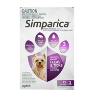 Simparica Fleas & Ticks Treatment for Dogs 2.6-5kg XS Purple 3 Pack image