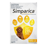 Simparica Fleas & Ticks Treatment for Puppies 1.3-2.5kg Yellow 3 Pack image