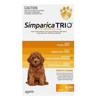Simparica Trio Flea & Tick Control for Puppies 1.3-2.5kg Yellow 3 Pack image