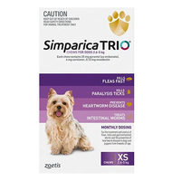 Simparica Trio Flea & Tick Control for XS Dogs 2.6-5kg Purple 3 Pack image