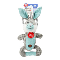 Charming Pet Scrunch Bunch & Squeak Bunny Plush Dog Squeaker Toy Grey image