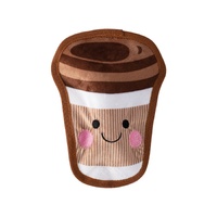 Fringe Studio Happy Coffee No Stuffing Durable Plush Dog Squeaker Toy image