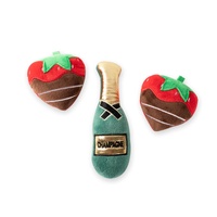 Fringe Studio Champagne Strawberry Plush Dog Squeaker Toy 3 Pieces image